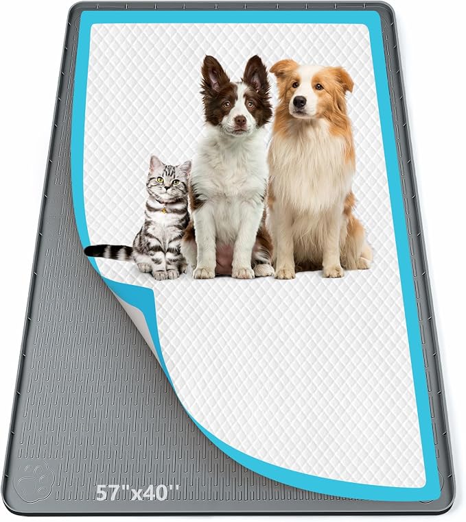 Pee Pad Holder for Dogs 57''x40'' Silicone Puppy Pee Pad Tray, Dark Grey | Extra Large Dog Potty Tray Leak-Proof, High Edge, No Spill Training Pads for Floor Protection, No Pee Pads