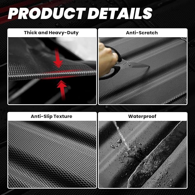 LASFIT 5FT Bed Mat for Jeep Gladiator JT 2026 2025 2024 2023 2022 2021 2020 (60 inches), All Weather TPE Custom Fit Truck Bed Mat Truck Bed Liner, Black