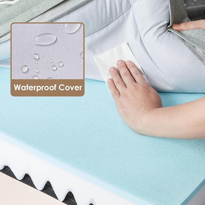 EHEYCIGA Orthopedic Dog Beds Large Sized Dog, Waterproof Washable Pet Bed | Non-Slip Bottom and Egg-Crate Memory Foam Dog Couch Bed with Washable Removable Cover, Greyish Green