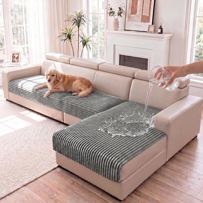 FUANGUI 2 Pack Waterproof Couch Cover for Dogs for Sectional Sofa | Washable Pet Couch Covers for Pets, Non Slip 2 PCS L Shaped Sofa Slipcover, Sofa Covers for 3 Cushion Couch Sofa Pet Friendly