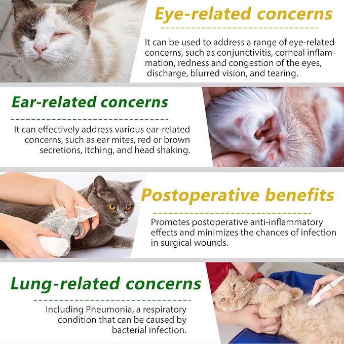 Natural Antibiotics for Cats- Pet Antibiotic - Cat Healing Aid and Skin Repair for Wounds, Sores, and Abrasions, Provides Itch Relief for Irritated Skin