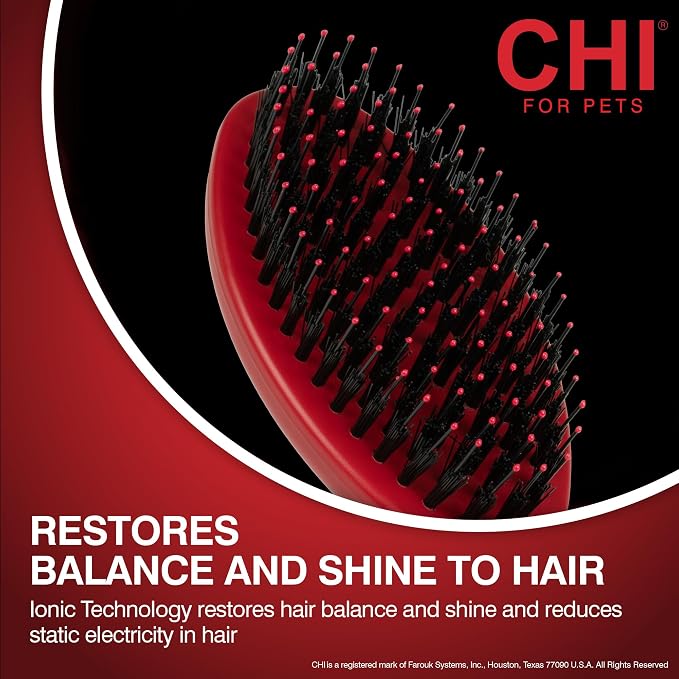 CHI for Dogs Porcupine Pin and Bristle Dog Grooming Brush Detangling and Smoothing Brush for Short Medium and Long Dog Coats Helps Remove Loose Hair and Light Tangles Ergonomic Soft Grip | Detangling and smoothing formula, removes loose hair and light ...