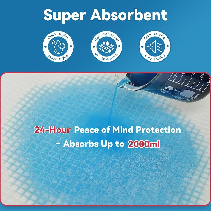 BIGGMED Tear-Resistant Disposable Bed Pads 36" x 36" 25 Count Super Absorbent Underpads, Chux Thicker Extra Large Incontinence Bed Pads, Pee Pads for Adults, Kids, Elderly, Pets