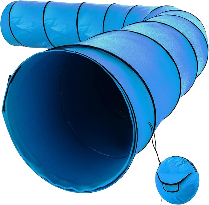 Dog Tunnel, Dog Agility Tunnel, Play, 18 Feet, Small, Medium, Large, Blue | Houseables Agility Equipment, Puppy Obstacle Course, Crawling, Pet Playground, Indoor/Outdoor, Pop Up Set, Exercise Tube, Toy