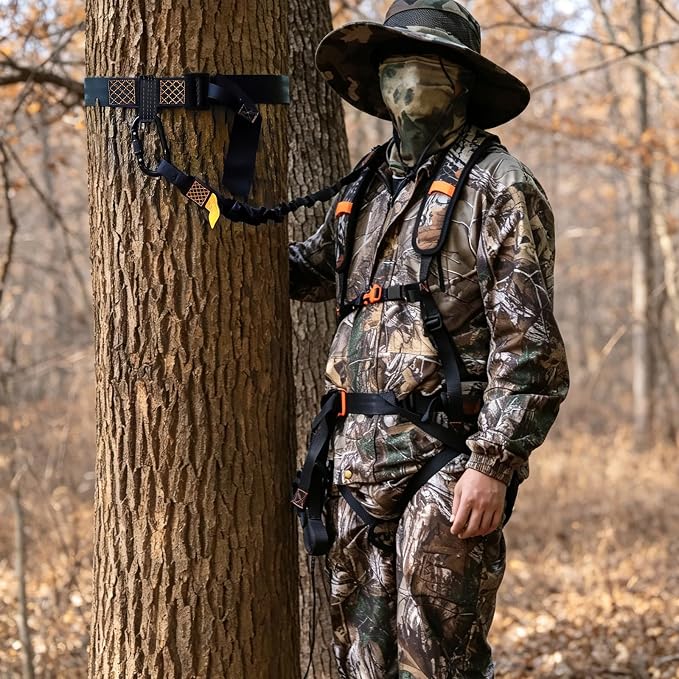 KalkalTree Stand Harness, Adjustable Hunting Safety Harness with Whistle Aid, Lightweight, Camouflage Colors, Size M-3XL