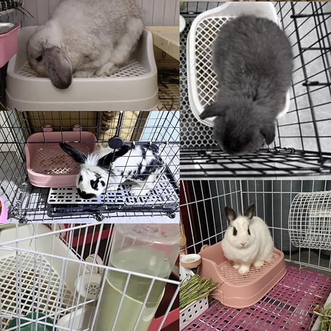 Tfwadmx Rabbit Litter Box Bunny Potty Training Litter Boxes Guinea Pig Corner Bedding Box Small Animal Toilet for Ferret,Chinchilla,Galesaur(White)