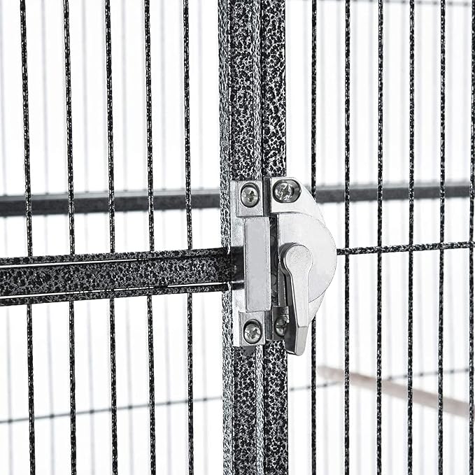 54" LARGE Wrought Iron 4-Level Chew-Proof Tight 1/2-inch Wire Spacing Ferret Squirrel Chinchilla Sugar Glider Rat Mice Rabbit Hamster Critter Home Cage Easy Clean Pull Out Tray Removable Rolling Stand