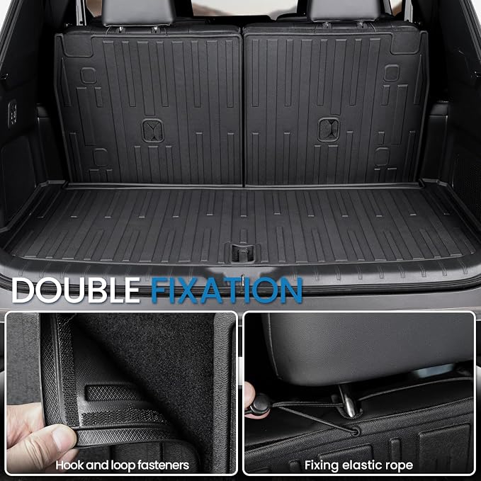 Cargo Mat with Backrest Mats for 2024 2025 2026 Lexus TX 350/500h/550h+, Fit with Subwoofer, All Weather TPE Protectors Cargo Liner Accessories for TX350/TX500h/TX550h+