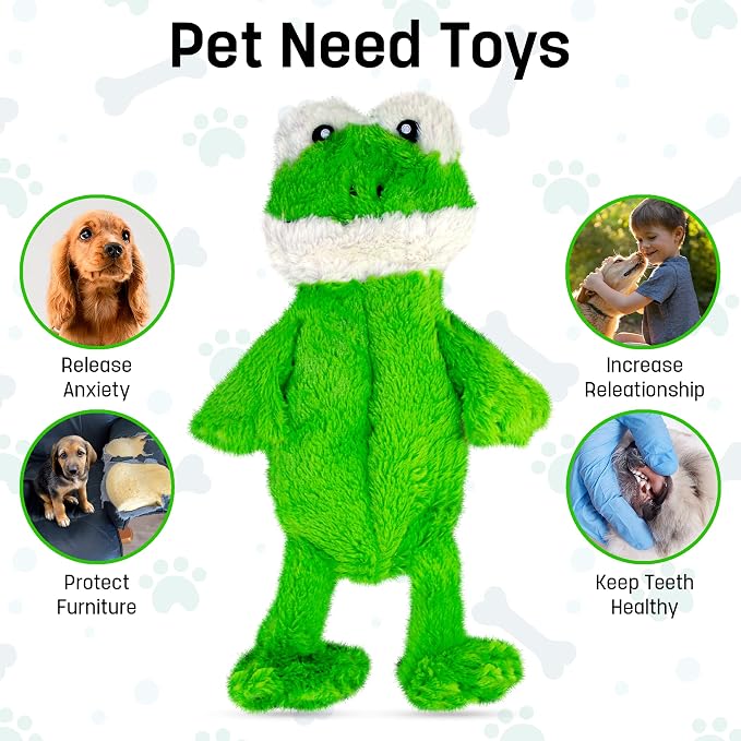 FGA MARKETPLACE Frog Flat NO Stuffing NO Squeak Plush Dog Toy, Funny Style Will Entertain Your Pet for Hours, Recommended for Small and Medium Dog 21 INCH Long
