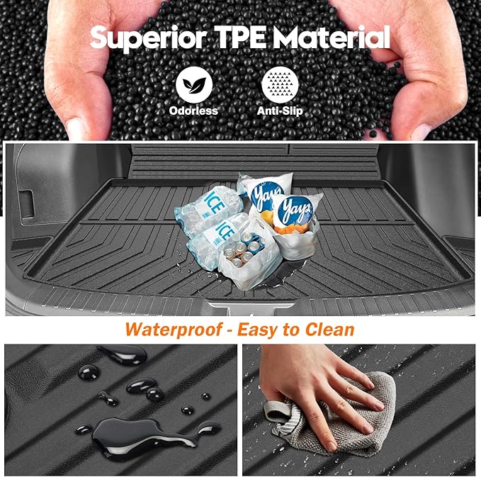 KUST Trunk Cargo Mat for 2020-2026 Ford Escape Accessories, All Weather Cargo Liner Rear Trunk Liner TPE Rubber Raised Edge