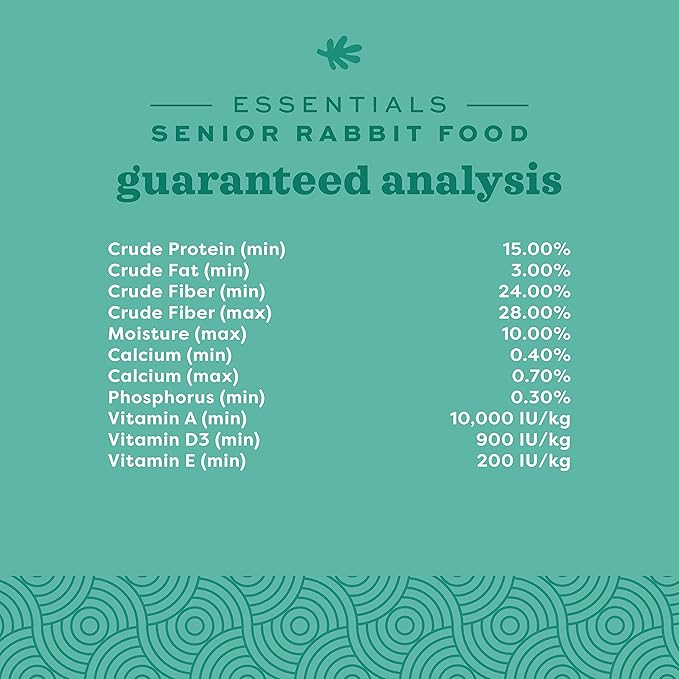 Oxbow Essentials Senior Rabbit Food, Alfalfa-Based Rabbit Pellets for Older Bunnies, High Fiber, Vitamin & Mineral Rich, Vet Formulated, Healthy Rabbit Diet for Adult Rabbits, Made in USA, 4 lb Bag