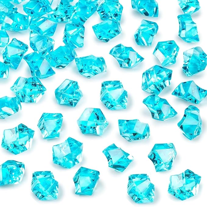 DomeStar 150PCS Light Blue Fake Ice Rocks Vase Fillers, Aquarium Gravels Small Stones for Fish Tanks Decorations Home Table Scatter