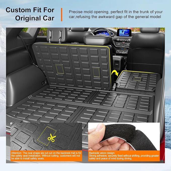 powoq Fuel Floor Mat Compatible with 2020-2026 Ford Escape Cargo Mat TPE All Weather Trunk Mat Liner Replacement for 2020-2026 Ford Escape Accessories