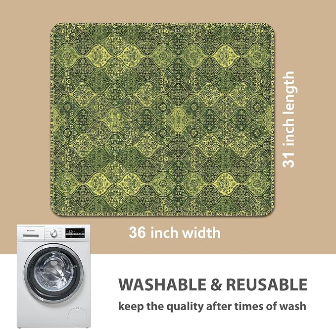nunubaby Washable Pee Pads for Dogs, Stylish, Non-Slip and Leak-Proof Pee Pads. Reusable Potty Pads for Dogs for Crates and Floors.(Green/Multi,31" x36" )