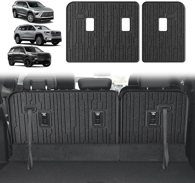 TripleAliners Backrest Mats All Weather Liners Compatible with 2024-2026 GMC Acadia/Chevy Traverse & 2025 2026 Buick Enclave TPE Third Row Seats Back Cover