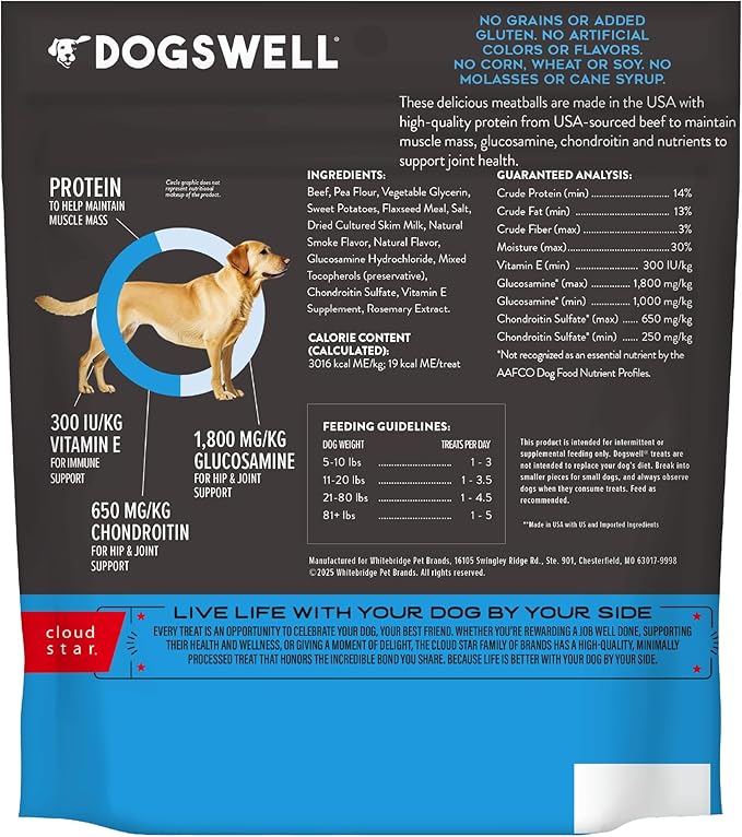 Dogswell Hip & Joint Beef Recipe Meatballs, 14 oz.