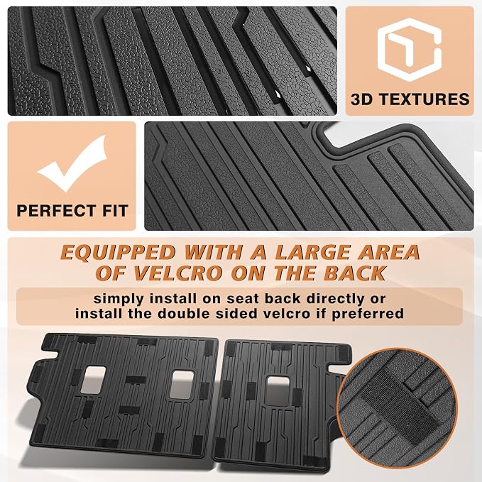 TripleAliners Rear Back Seat Protector Cover 2nd Row Backrest Mats All Weather Liners Compatible with 2026 2025 Chevy Equinox Accessories TPE Custom Fit Protection Seat Back Cover(No for EV)