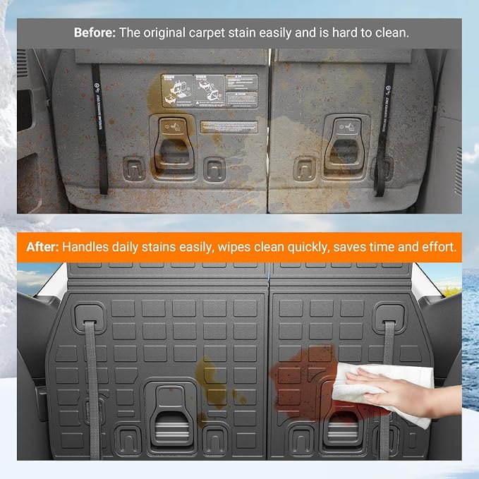 powoq Cargo Mat Compatible with 2022-2026 Kia Carnival Cargo Liner Rear Backrest Mat All Season Protection Replacement for 2022-2024 2025 2026 Kia Carnival Accessories (Trunk Mat+Backrest Mats)