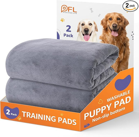 PICK FOR LIFE Washable Dog Pee Pads, 48x48 Reusable Puppy Whelping Pads, Absorb Dog Mats Non-Slip Reusable Pet Training Pad for Whelping, Potty, Training, Playpen, Crate, 2PACK