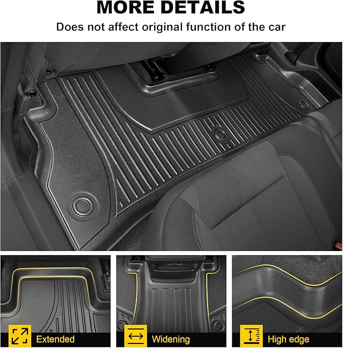 Original 2024 2025 2026 Trax Floor Mats for Chevrolet/Chevy Trax LS/1RS/LT/2RS/ACTIV Models - TTX LIGHTING Floor Liners Custom Fit 2025 2026 Chevy Trax 1st and 2rd Row Car Mats Interior Accessories