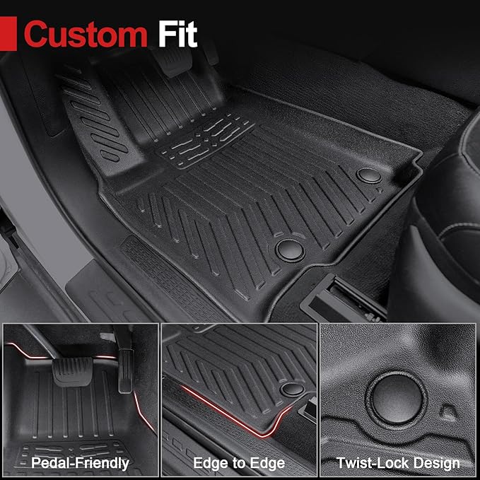Floor Mats for 2021-2025 2026 Jeep Grand Cherokee L (6-Seater w/o 2nd Row Center Armrest Only), TPE All Weather Protection Durable Trunk Cargo Mat for Jeep Grand Cherokee L Accessories