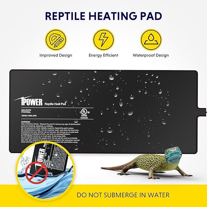 iPower 8 by 18-Inch 24W Reptile Heat Mat, LCD Digital Aquarium Thermometer, Under Tank Warmer Terrarium Heat Pad for Turtles Lizards Frogs and Other Small Animals, Multi Sizes