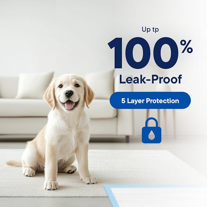 Puppy Pads Pet Pee Pads for Dogs & Puppy Training - 100 Count - Potty Pads for Dogs 22" x 22" Leak-Proof Dog Pee Pads - Quick-Dry Surface - Heavy Duty Absorbent Disposable Dog Wee Pad Bulk Pack