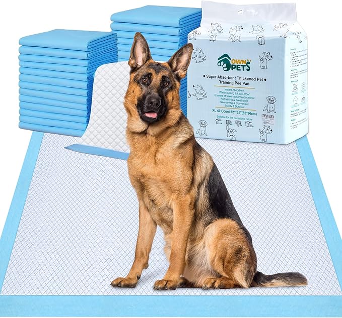 Ownpets XL Dog Training Pads 35x32, 6-Layer Leak-Proof Pee Pads, 40 Count | Absorbent 6 Layer, Quick-Dry Surface Locks Moisture & Odors, Non-Slip Backing, Ideal for Puppies, Seniors & Large Breeds