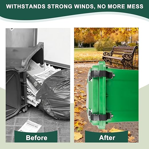 Trash Can Locks for Animal- Bear Raccoon Dog Proof Garbage Bin Lock-Adjustable Length - Easy to Install, Long Lasting Strap Lid Garbage Can Lock for Out Door Garbage Can - 4PCS