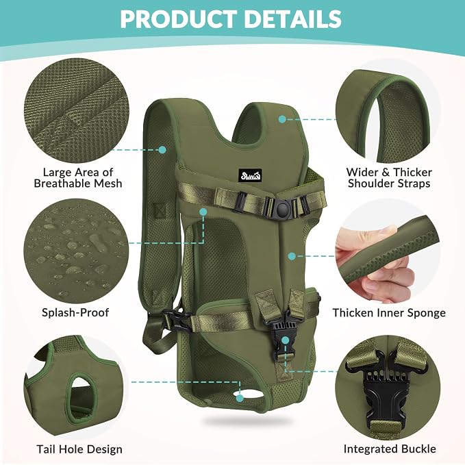 Lukovee Dog Backpack Carrier, Adjustable Front Carrier for Small Breeds | Legs Out Easy-fit, Hands Free, Lightweight, Dog Chest Pack for Hiking Travel Cycling Outdoor (GR,M)