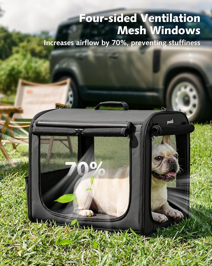 Dog Car Carrier Light Weight 24×17.7×20.5in, Foldable Dog Carrier, Dark Gray