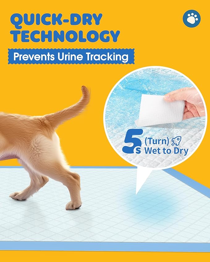 Powools Puppy Pads for Dogs, 34x28 in, 6-Layer Leakproof, 50-Pack, Thicker | Extra-Large Pee Pads, Disposable, Quick-Dry Dog Pads, High Absorbency, Wee Wee Pads for Dogs, Easy Puppy Potty Training