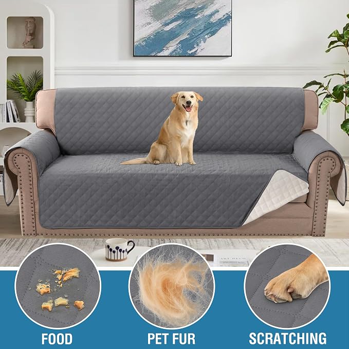 H.VERSAILTEX Sofa Slipcover Sofa Cover 100% Waterproof Couch Cover with Elastic Straps Furniture Protector for Pets Kids Children Dog Cat(Oversized Sofa, Rocket Gray)