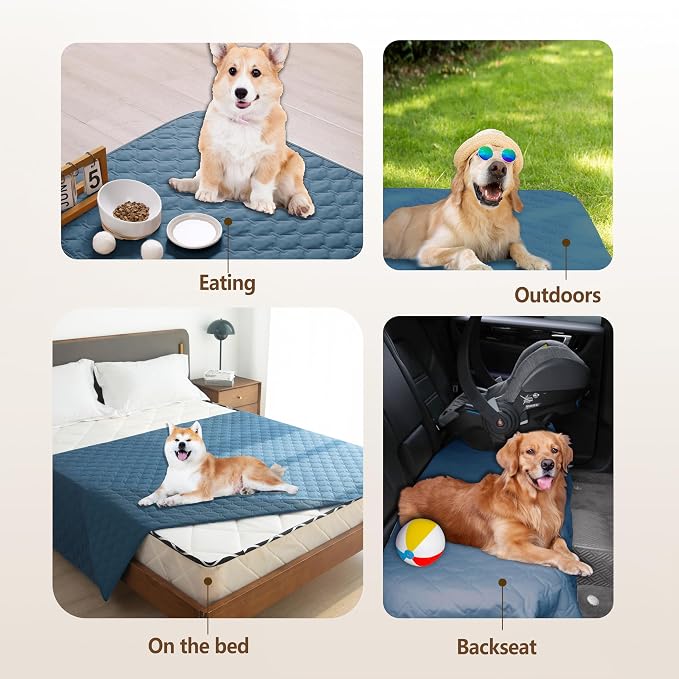 gogobunny 3X Stronger Waterproof Pet Blanket, Scratch Proof Furniture Protector for Dogs Cats, Reversible Cover 30x80 Inch, Dark Blue