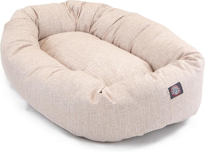 Majestic Pet Bagel Calming Dog Bed, 32 Inch Medium, Round, Washable, Pink | Cozy Soft Fluffy Donut Pet Bed with Spine Support for Head Rest – Anti-Anxiety Comfort for Puppies & Dogs, 32x23x7 Inches