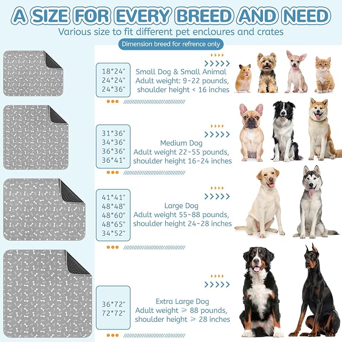 Washable Pee Pads for Dogs, 2 Pack Reusable Puppy Pads, 18"x24" | Super Absorbent, Waterproof & Leakproof, Non-Slip Bottom, Machine Washable, For Floors, Beds, Couches, Crates, Carpets, Cars
