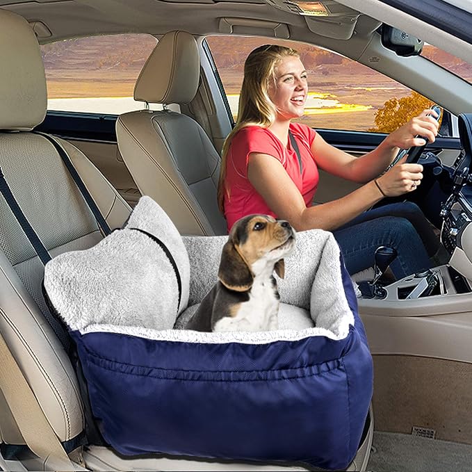 Dog Car Seat for Small Dogs & Cats Under 25 lbs, Blue