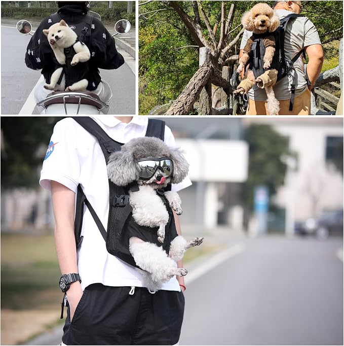 Wakytu Dog Front Carrier Backpacks for Small Dogs, Legs Out Pet Carrier Sling Backpack with Adjustable Padded Ventilated Shoulder Straps, Easy-Fit for Traveling Hiking Camping,Large