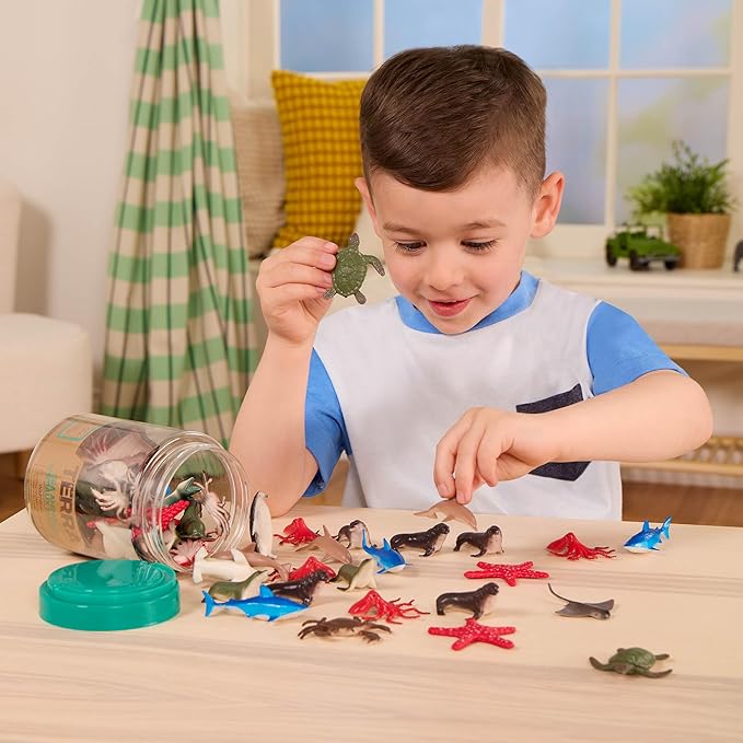 Terra by Battat – 60 Pieces Ocean Animal Figurines – Realistic Mini Sea Animal Toys – Sharks, Dolphins, Penguins, Turtles, Crabs & Starfish for Toddlers & 3+ Years