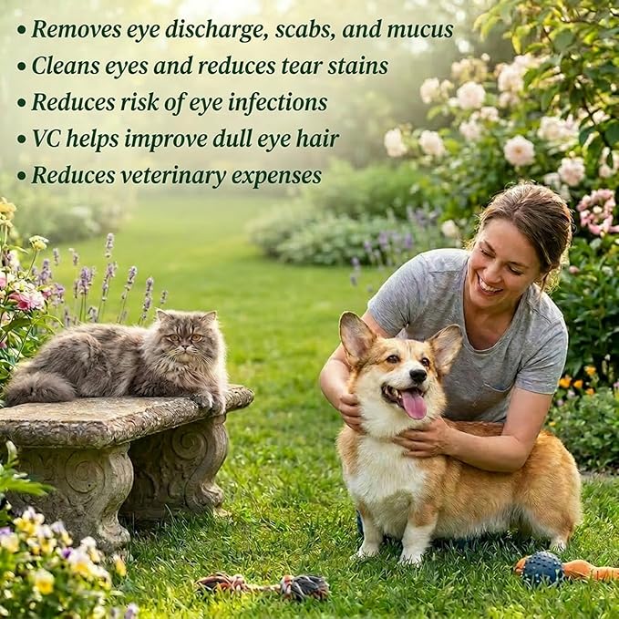 Dog Eye Wipes for Tear Stain Removal, Vet-Recommended Dog Eye Infection Treatment, Natural Dog Wipes for Discharge, Pet Eye Cleaner for Dogs&Cats, Gentle & Safe Pet Wipes for Sensitive Skin, 130 Count