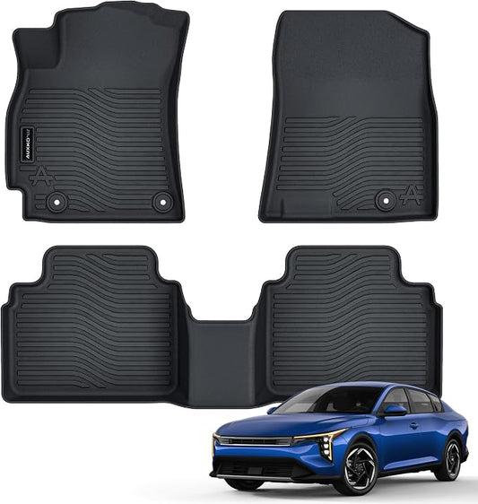 Auxko All Weather Floor Mats Fits for 2026 2025 Kia K4 Sedan TPE Liners Accessory for Kia K4 Sedan 2025 2026 All Season Odorless Anti-Slip Floor Mats Black