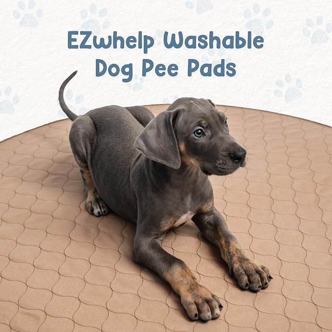 Reusable Dog Pee Pad, Washable Waterproof Round 48 in Mat, 1 Pack | 48-inch round washable waterproof pee pad, reusable slip-resistant mat for dog potty training and whelping with quick-dry