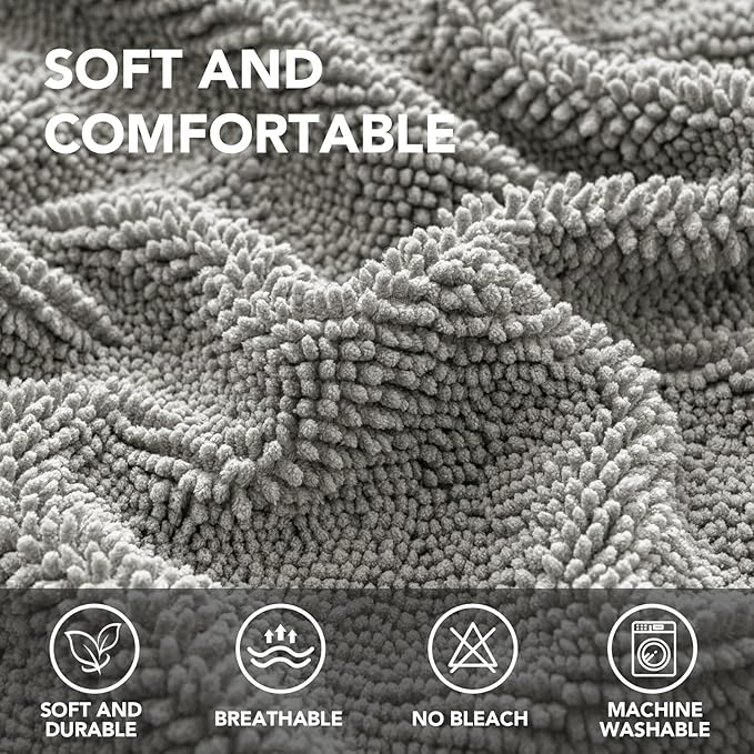 H.VERSAILTEX Non Slip Pet Couch Cover Chenille Dog Bed Protector Thick Soft Sofa Slipcover Pet Friendly Washable Couch Cushion Covers for Pets (68" x 82", Dove)