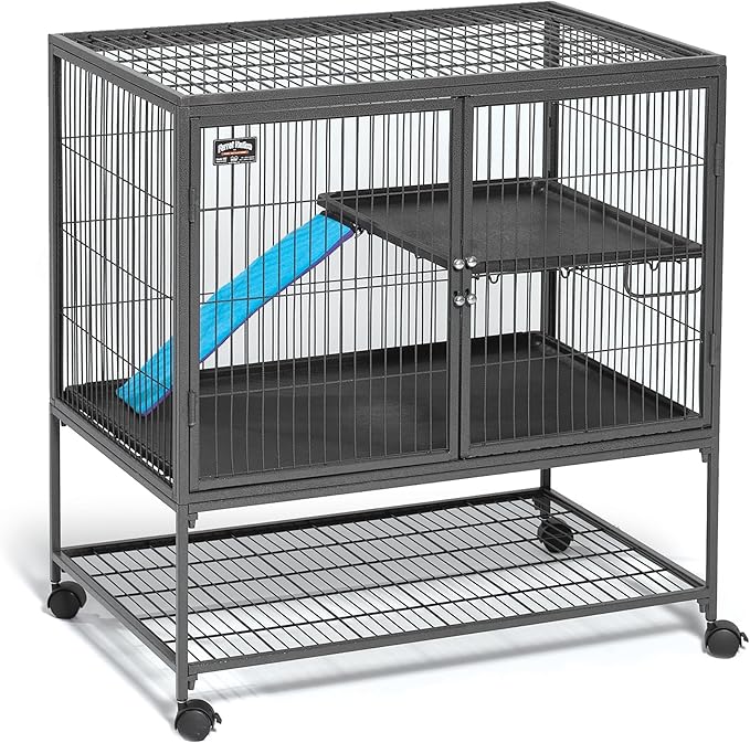 MidWest Homes for Pets Ferret Nation Single Unit Small Animal Cage, 2 Tiers, Includes Pan, Shelf, Ramp & Cover, for Ferrets & Other Small Animals