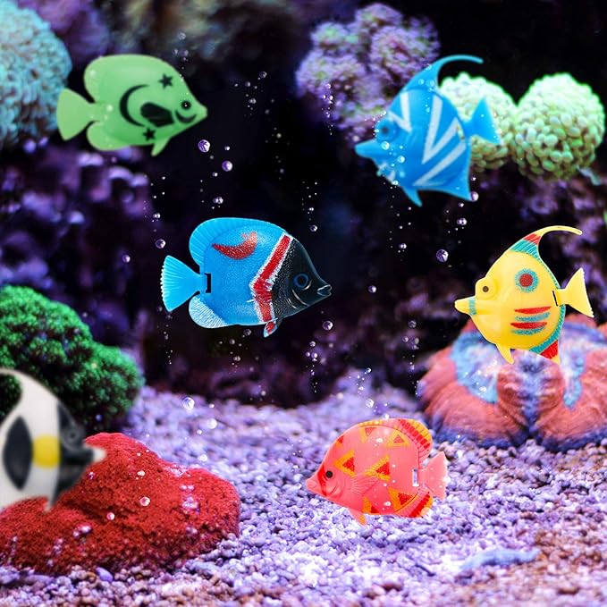 Weewooday 20 Pcs Artificial Moving Fishes Plastic Floating Lifelike Fish Tank Ornament Aquarium Decorations(Random Fish)