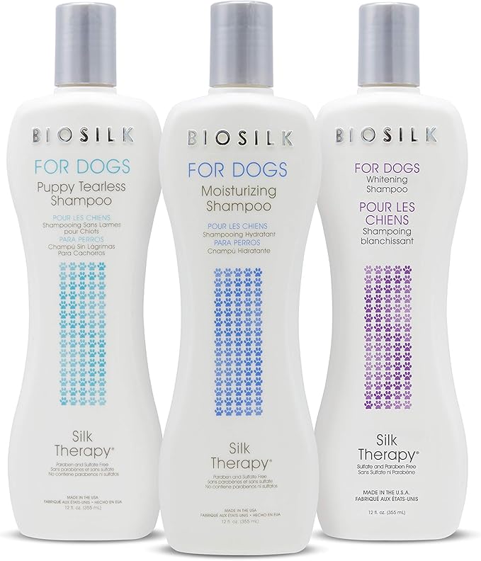 BioSilk Silk Therapy Whitening Dog Shampoo, Brightening Pet Shampoo with Silk Protein for White and Light Colored Coats, Enhances Shine and Softness, pH Balanced Dog Wash, 12 Fl Oz - 2 Pack