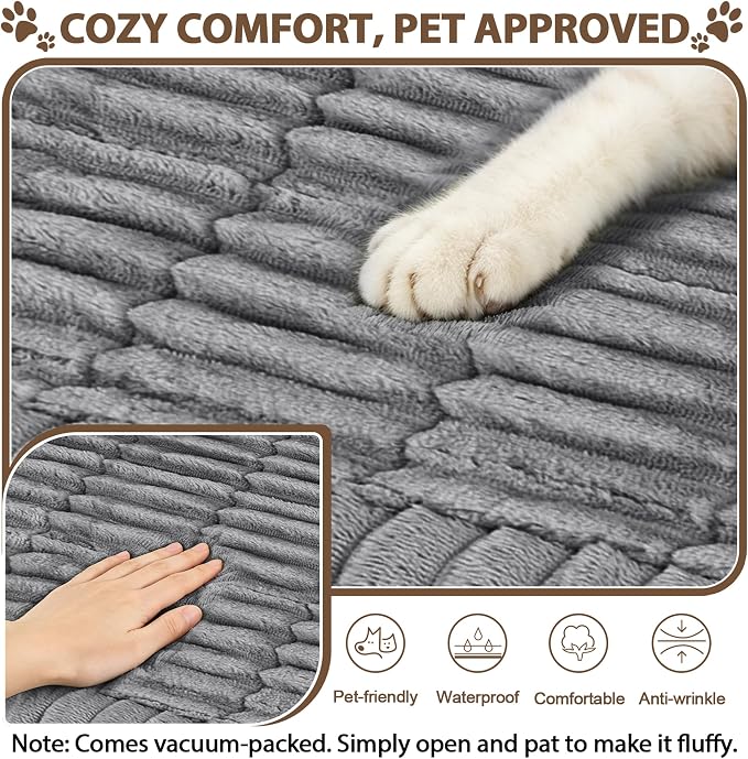 FUANGUI Waterproof Couch Cover Sofa Cover for Dogs and Pets Sofa Protector | Non-Slip Washable Fuzzy Soft Cat Bed Sofa Slipcover for 2-3 Cushion Couch Sofa Pet Friendly, Grey, 27.6" x 94.5", 1 pcs