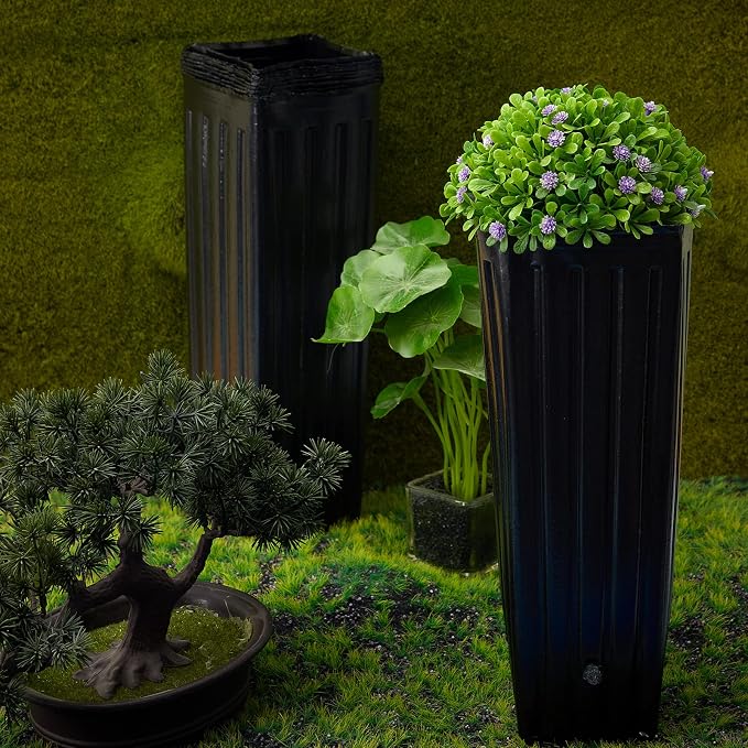 Nuenen 200 Pcs Tall Pot Plastic Deep Plant Nursery Pots Black Seedling Flower Plant Container with Drainage Holes for Indoor Outdoor Gardening (11.8" H X 5.9" W)