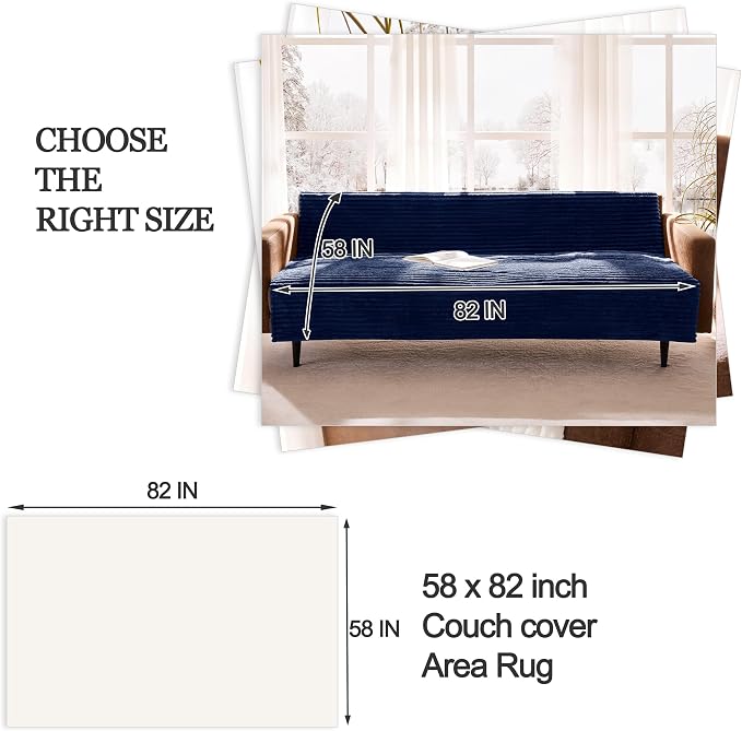 Waterproof Couch Cover for Dogs Non-Slip, Fuzzy Soft Pet Couch Covers for Sofa, Pet Friendly Area Rug Dog Bed Covers Washable Sofa Cover Mat (Navy Blue, 58" x 82" 1 Pack)