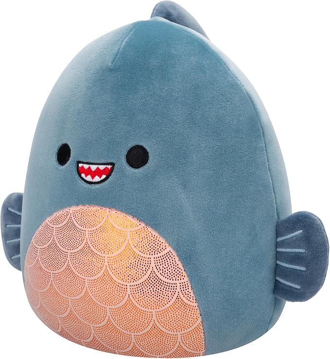 Squishmallows Original 8-Inch Kurtz Grey Teal Piranha - Official Jazwares Plush (Little)